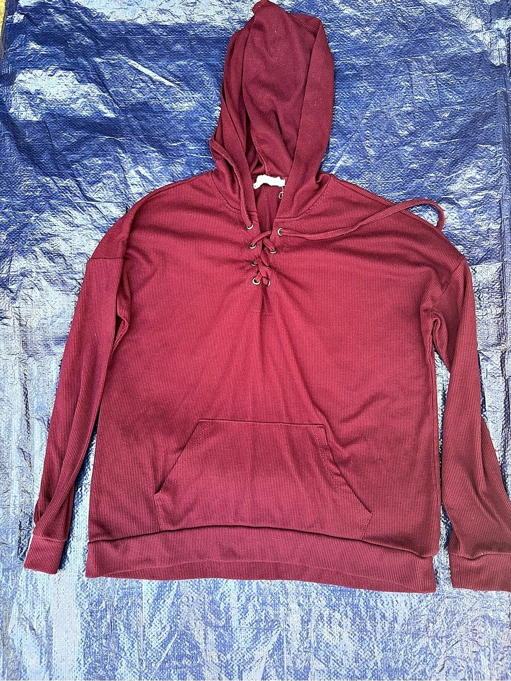 Pink Republic Burgundy Lace-Up Hoodie